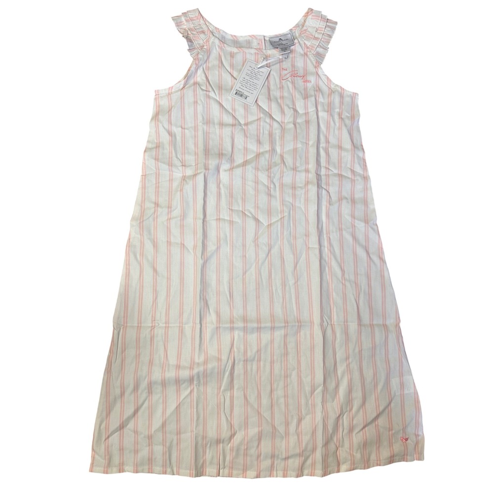 New Petite Plume x The Colony Hotel Pink White Stripe Nightgown Girls Size 12